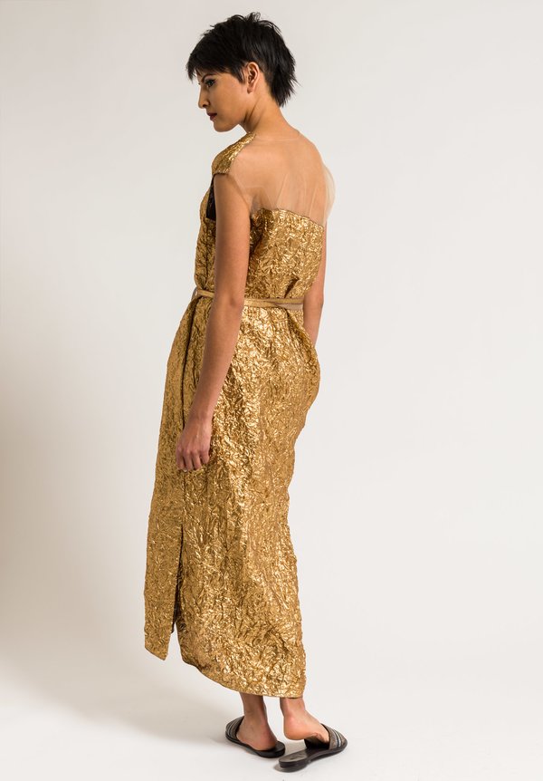 Ms Min Metallic Asymmetric Dress in Gold