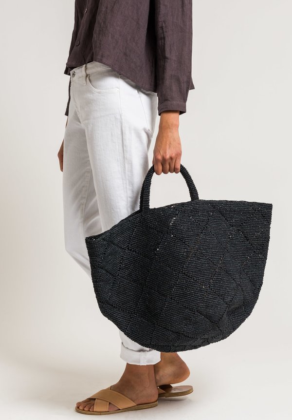 Sans Arcidet Raffia Large Kapity Bag in Black