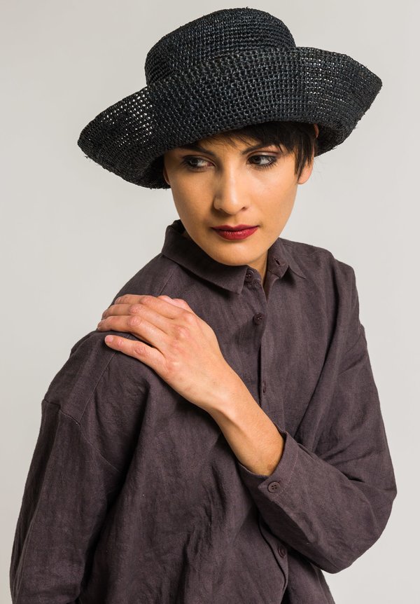 Sans Arcidet Raffia Fany Hat in Black