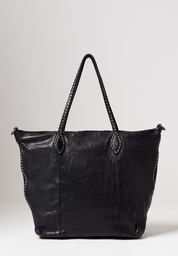 Campomaggi Studded Shopping Bag in Black