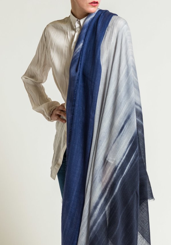 Alonpi Cashmere Cashmere Ombre Summer Scarf in Blue