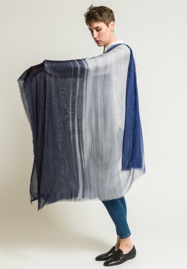 Alonpi Cashmere Cashmere Ombre Summer Scarf in Blue