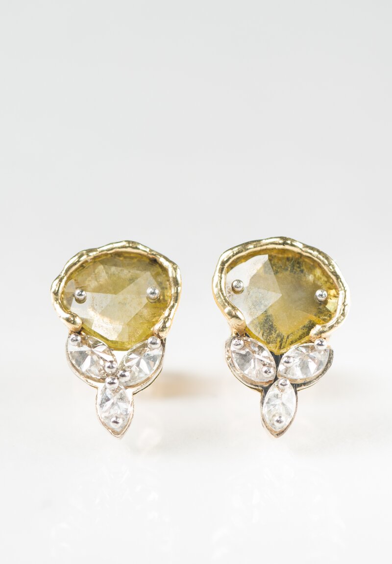 Tap by Todd Pownell Marquise Yellow Slices & Diamond Earrings	