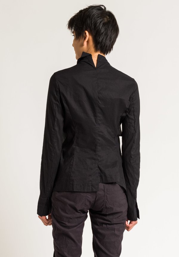 Rundholz Asymmetrical Elastic Button Blazer in Black