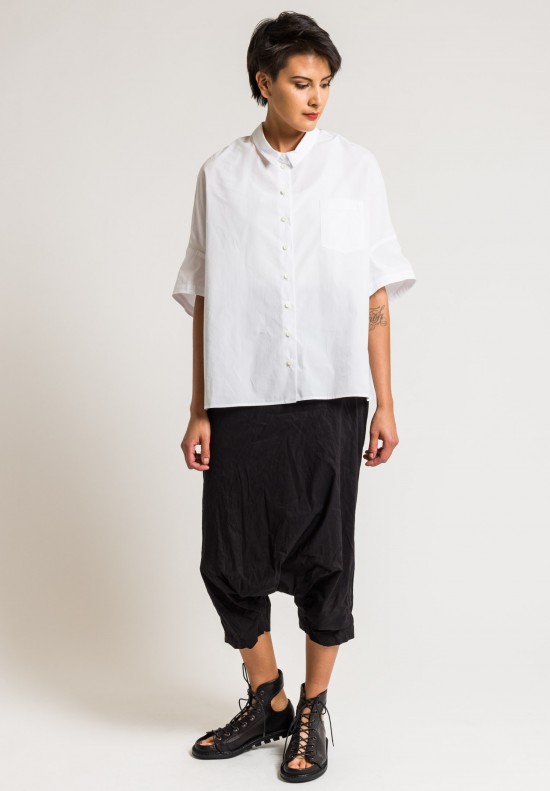 Rundholz Stretch Cotton/Linen Drop Crotch Pants in Black