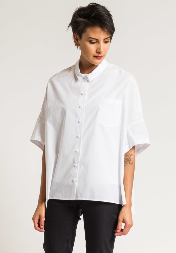 Rundholz Cotton Oversized Collar Shirt in White | Santa Fe Dry Goods ...