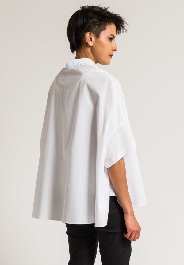Rundholz Cotton Oversized Collar Shirt in White