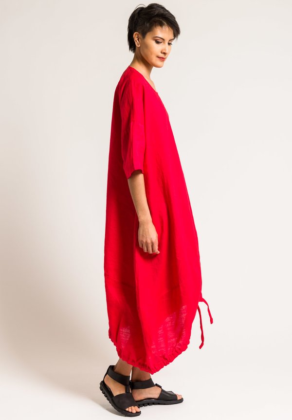 Rundholz Black Label Oversized Drawstring Hem Dress in Red