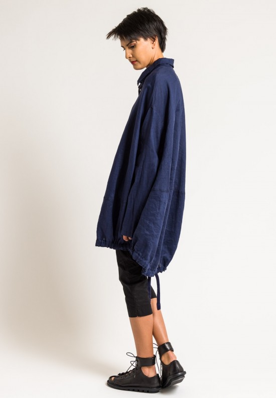Rundholz Black Label Oversize Button Down Tunic in Blue