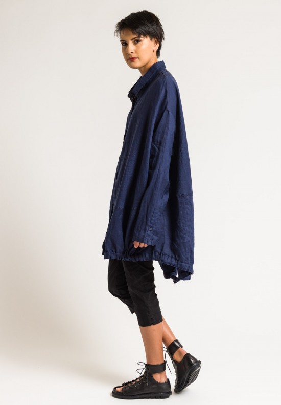 Rundholz Black Label Oversize Button Down Tunic in Blue
