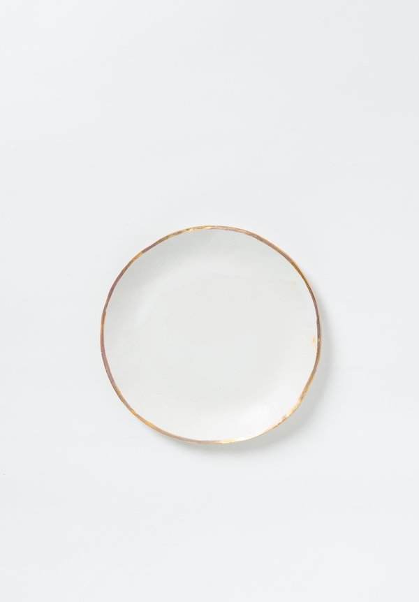 Jan Burtz Porcelain Dining Plates with Gold Trim	