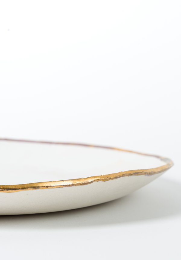 Jan Burtz Porcelain Dining Plates with Gold Trim	