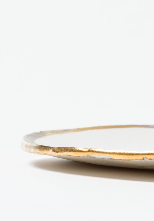 	Jan Burtz Porcelain Luster Bread Plate in White/Gold