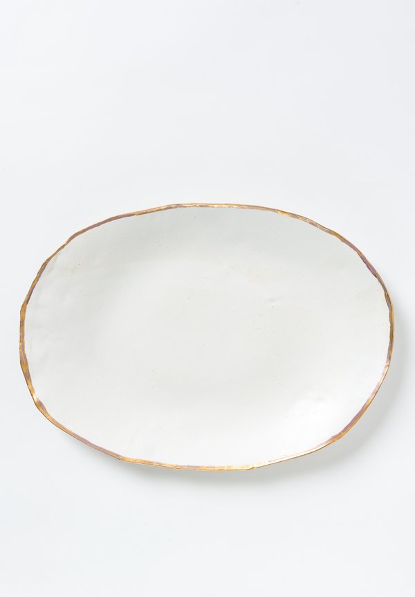 Jan Burtz Large Oval Porcelain Platter White / Gold	