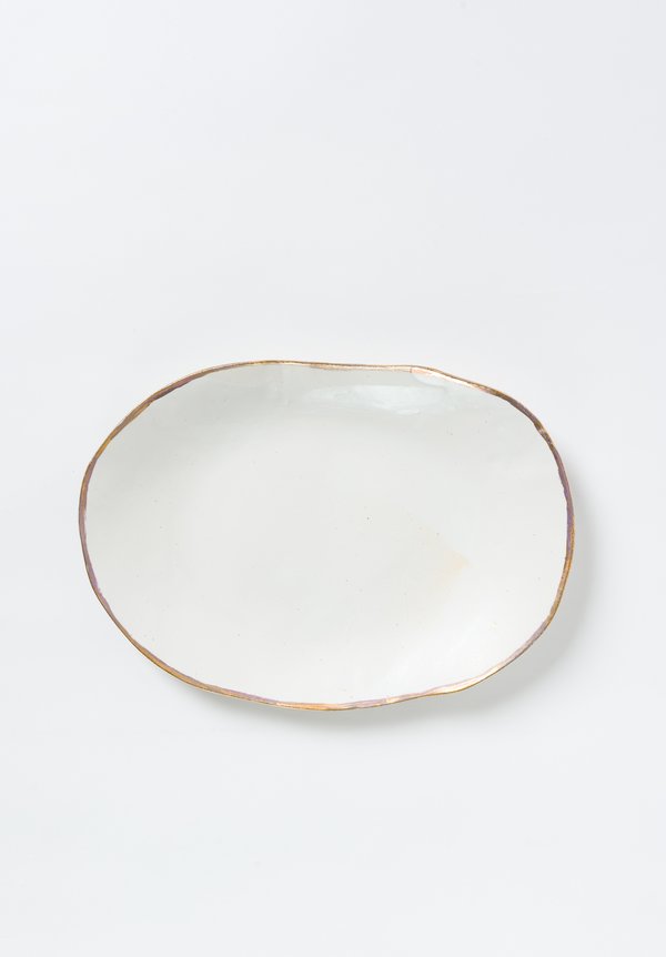 Jan Burtz Porcelain Medium Oval Platter with Gold Trim	