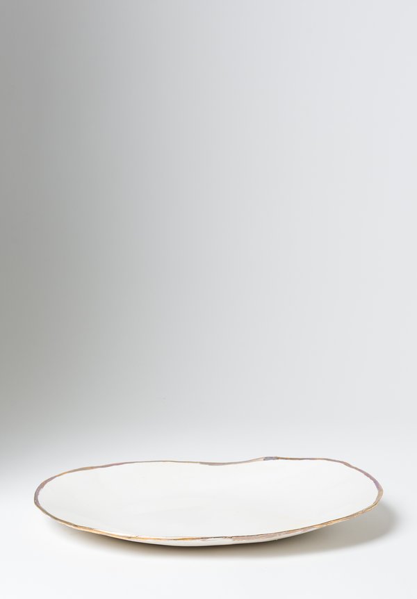 Jan Burtz Porcelain Medium Oval Platter with Gold Trim	