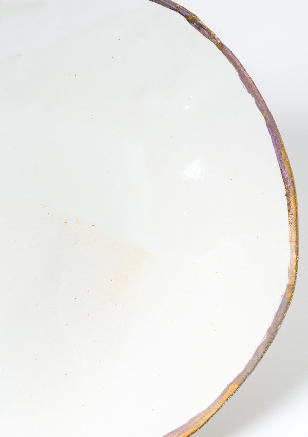 Jan Burtz Small Oval Porcelain Platter with Gold Trim	