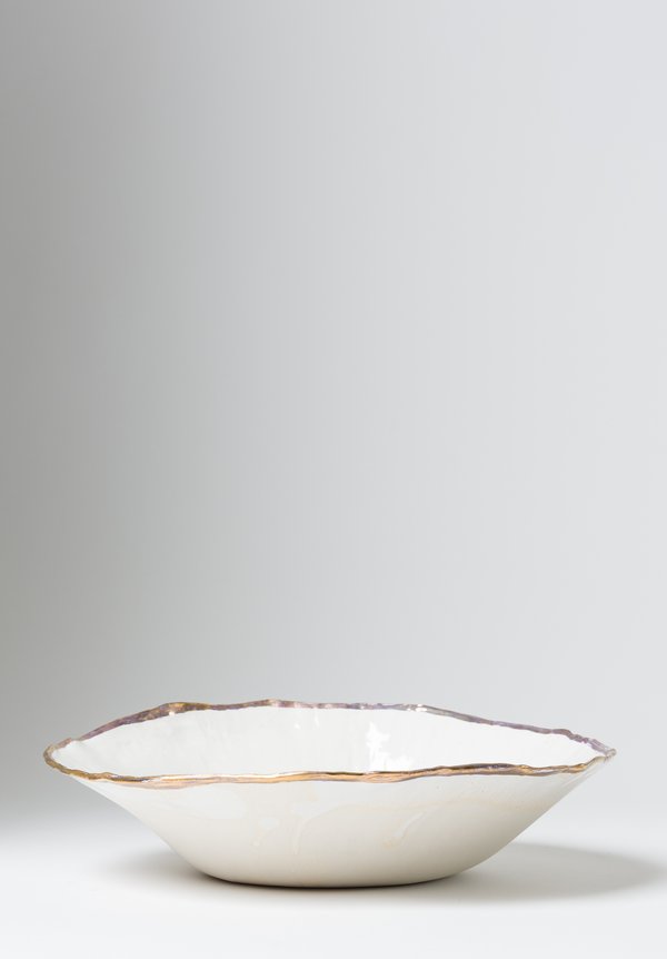 Jan Burtz Large Porcelain Serving Bowl with Gold Trim	