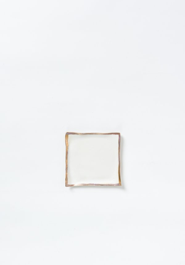 Jan Burtz Porcelain Square Tray White/ Gold	