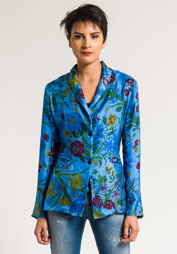 Avant Toi Silk Floral Printed Jacket in Cuba