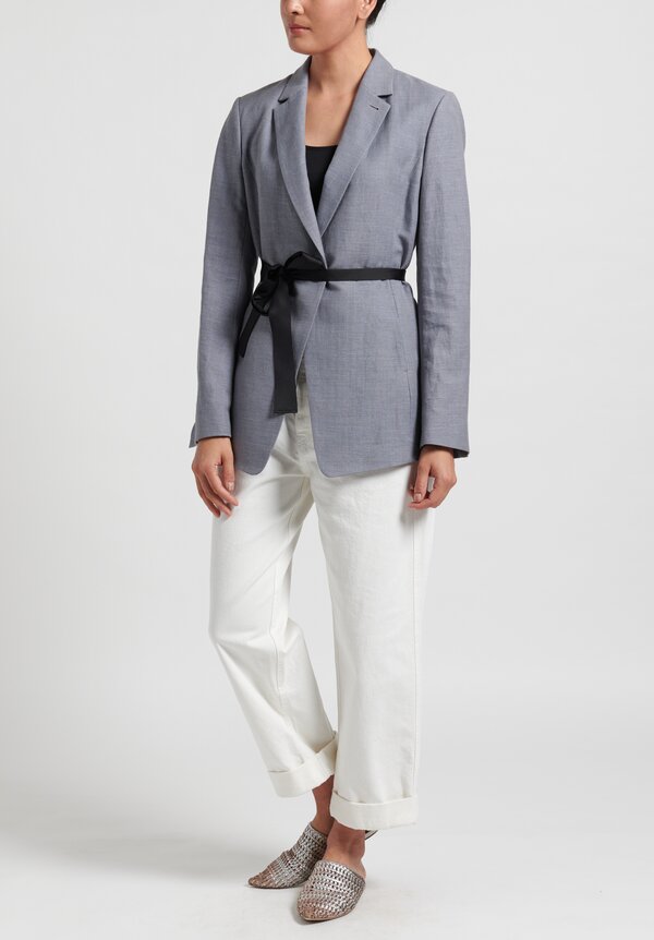 Brunello Cucinelli Cotton/Linen Woven Jacket in Grey