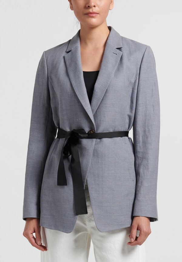 Brunello Cucinelli Cotton/Linen Woven Jacket in Grey