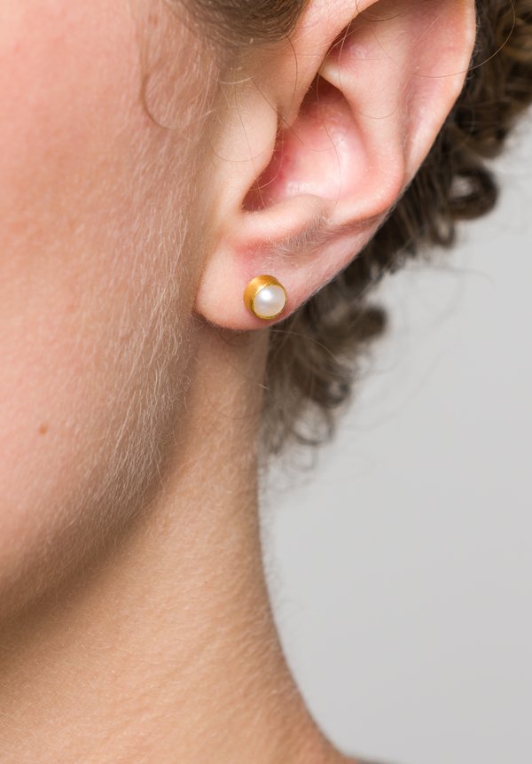 Yossi Harari 24K, Pearl Stud Earrings
