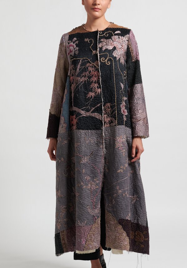 By Walid Silk Chinese Wall Panel Tari Coat in Dark Purple