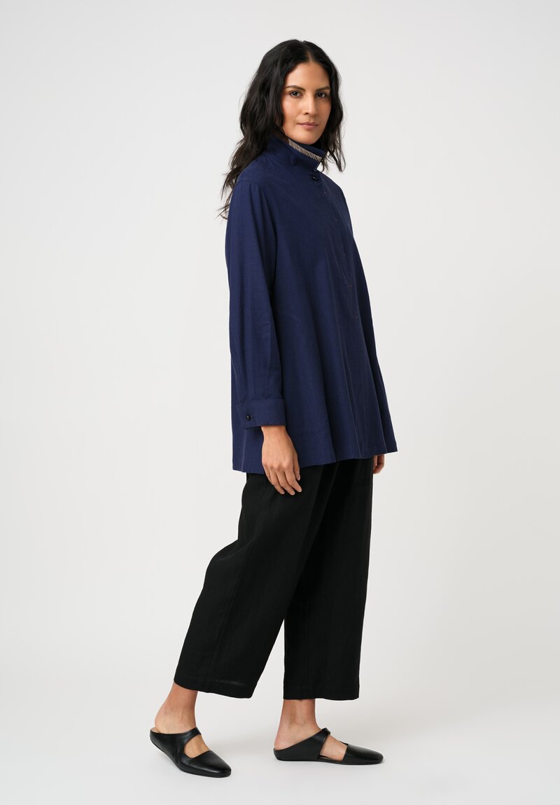 Sophie Hong Silk & Linen Shirt in Indigo