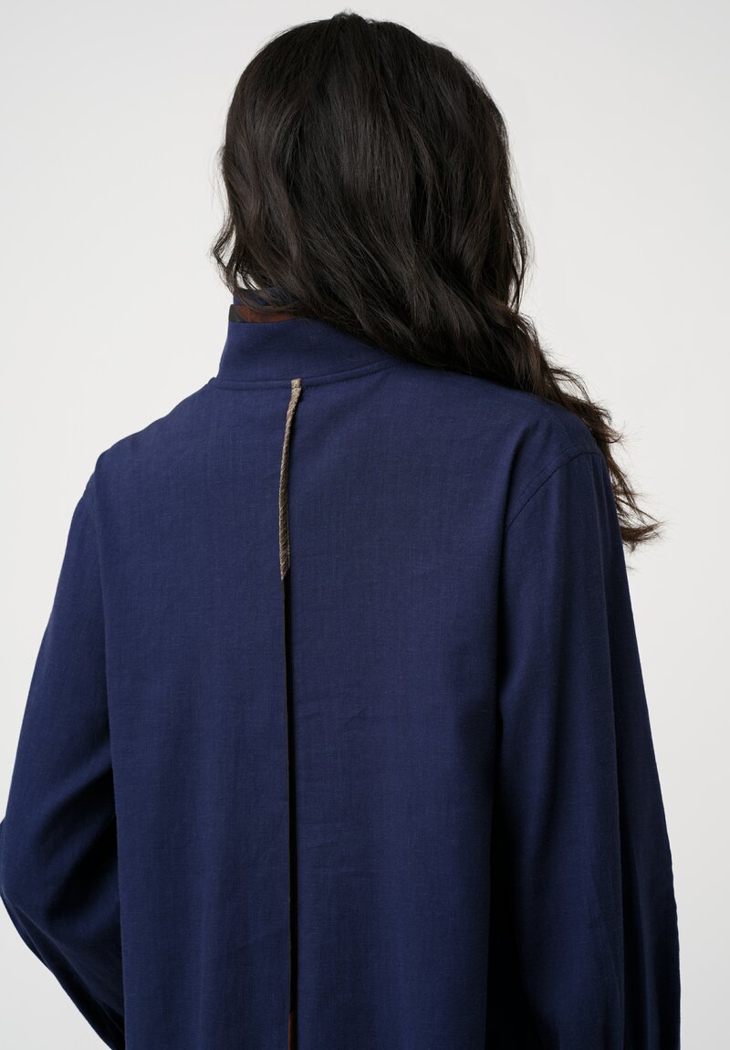 Sophie Hong Silk & Linen Shirt in Indigo
