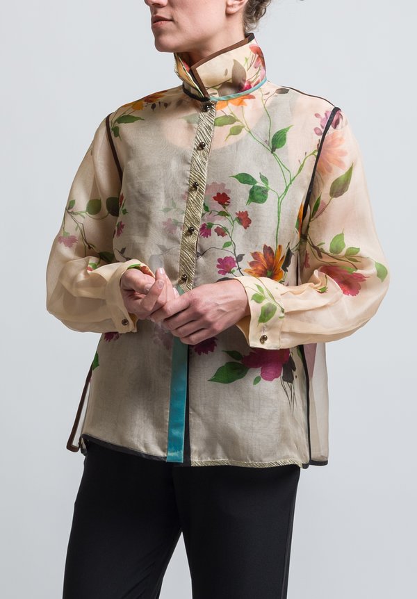 Sophie Hong Silk Shirt in Natural Flower	