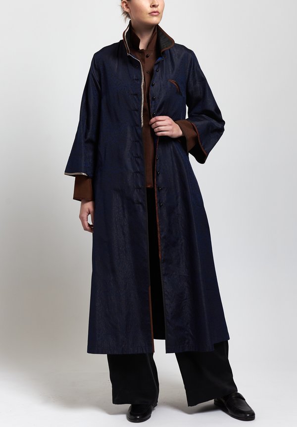 Sophie Hong Long Textured Coat in Blue