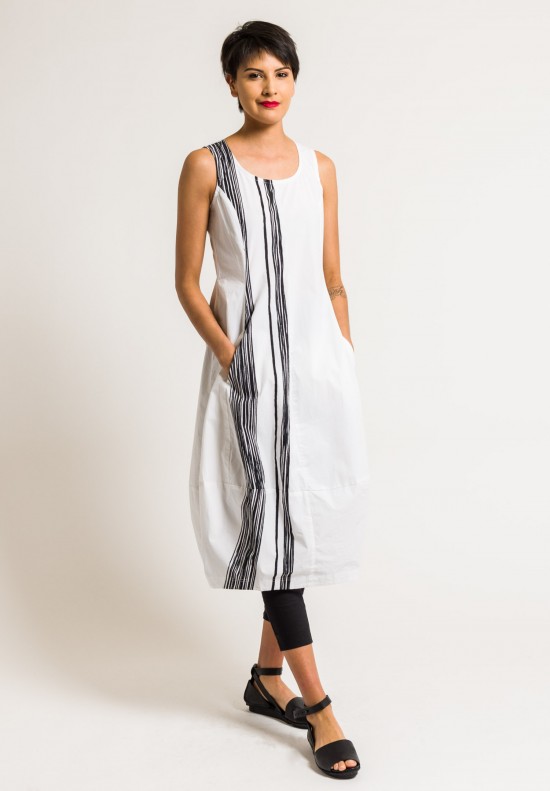 Rundholz Black Label Tulip Dress with Lines in White/Black