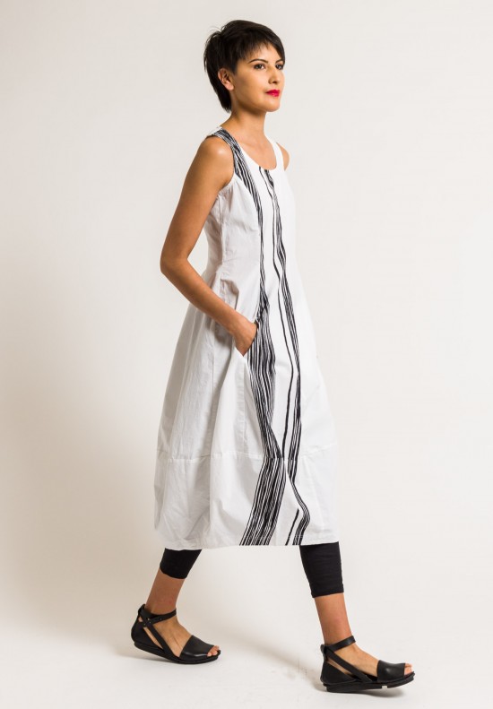Rundholz Black Label Tulip Dress with Lines in White/Black
