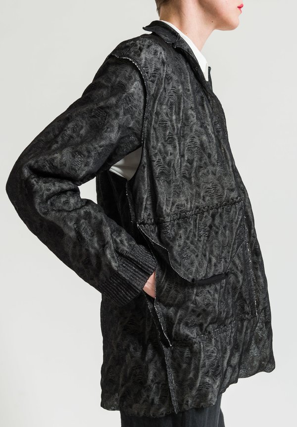 Boboutic Paper/Cotton Open Jacket in Black/White