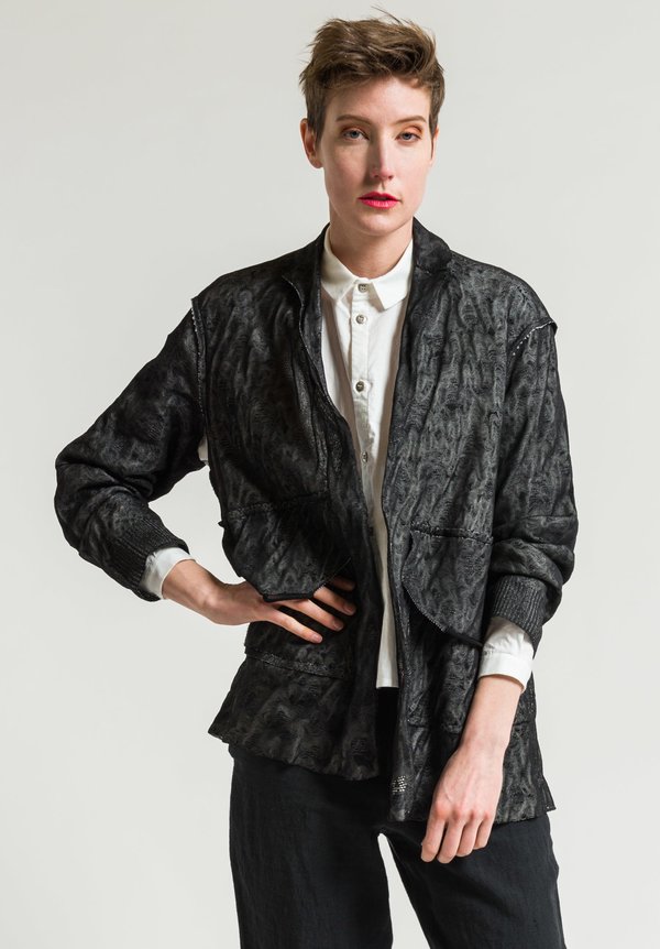 Boboutic Paper/Cotton Open Jacket in Black/White