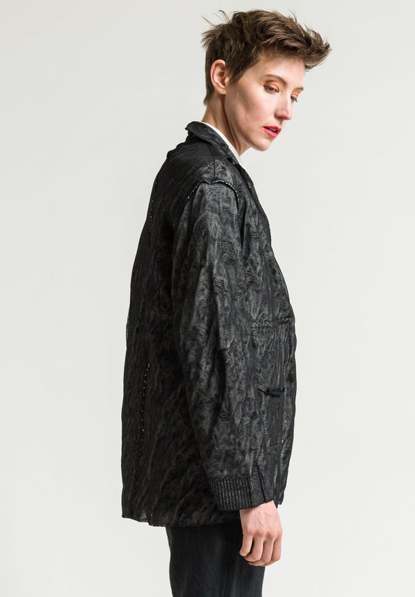 Boboutic Paper/Cotton Open Jacket in Black/White