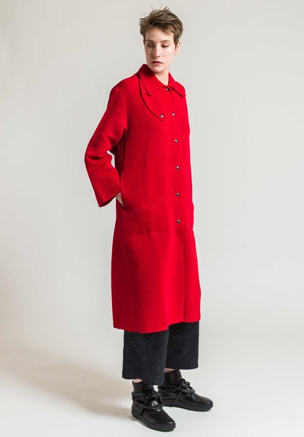 Boboutic Textured Duster Coat in Red
