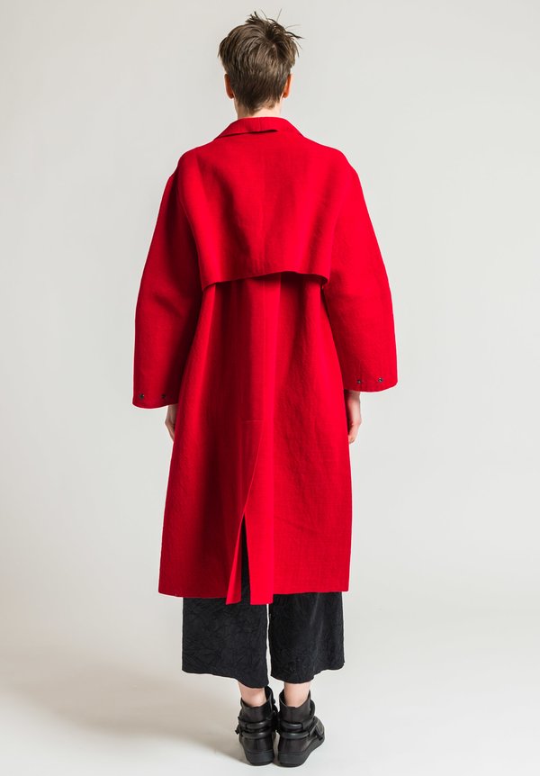Boboutic Textured Duster Coat in Red