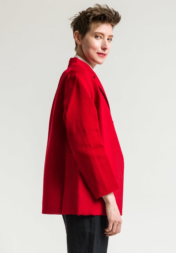 Boboutic Textured Open Jacket in Red