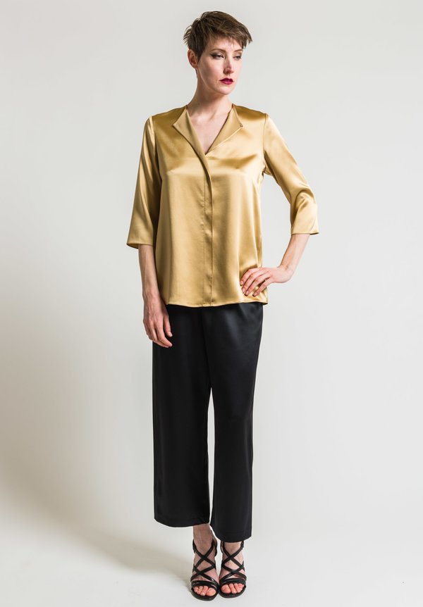 Peter Cohen 3/4 Sleeve Silk Blouse in Gold