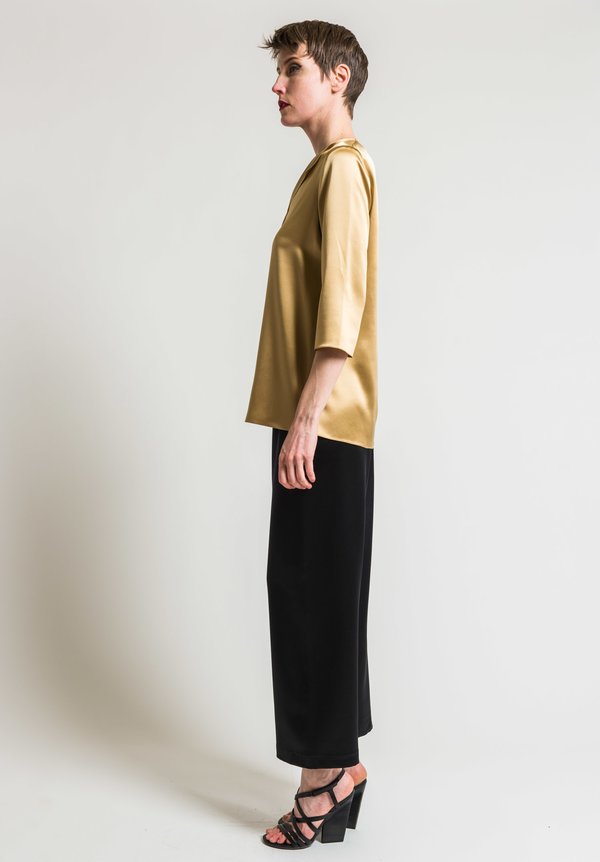 Peter Cohen 3/4 Sleeve Silk Blouse in Gold