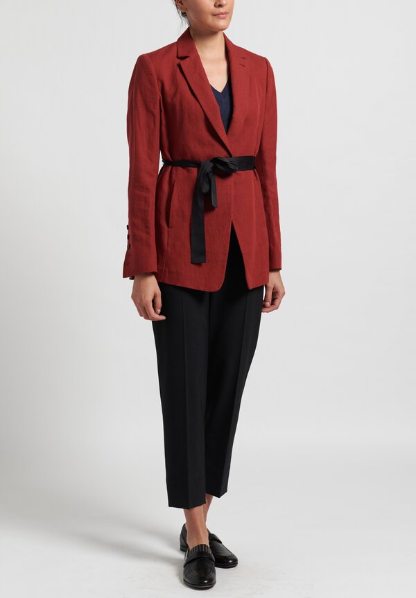 Brunello Cucinelli Cotton/Linen Woven Jacket in Red