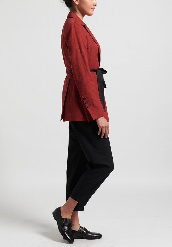 Brunello Cucinelli Cotton/Linen Woven Jacket in Red