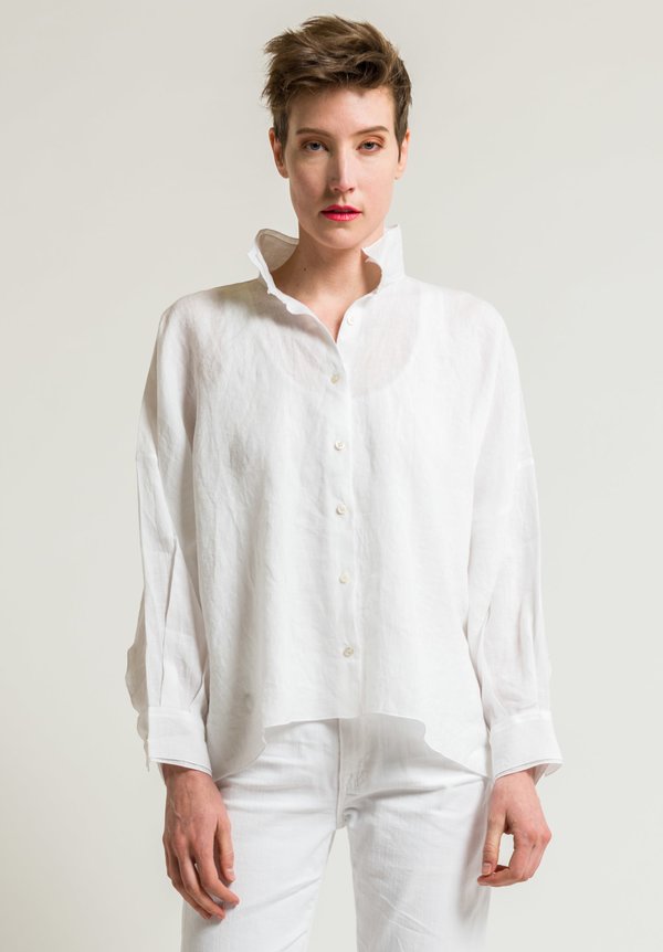 	Shi Cashmere Double Collar Shirt in White