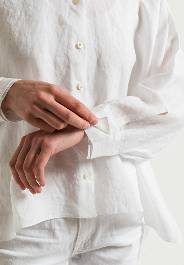 	Shi Cashmere Double Collar Shirt in White