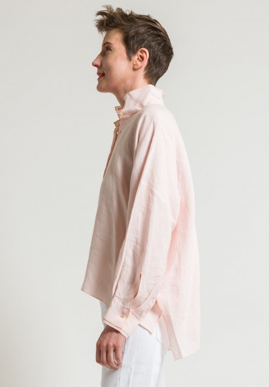 Shi Cashmere Double Collar Shirt in Pink