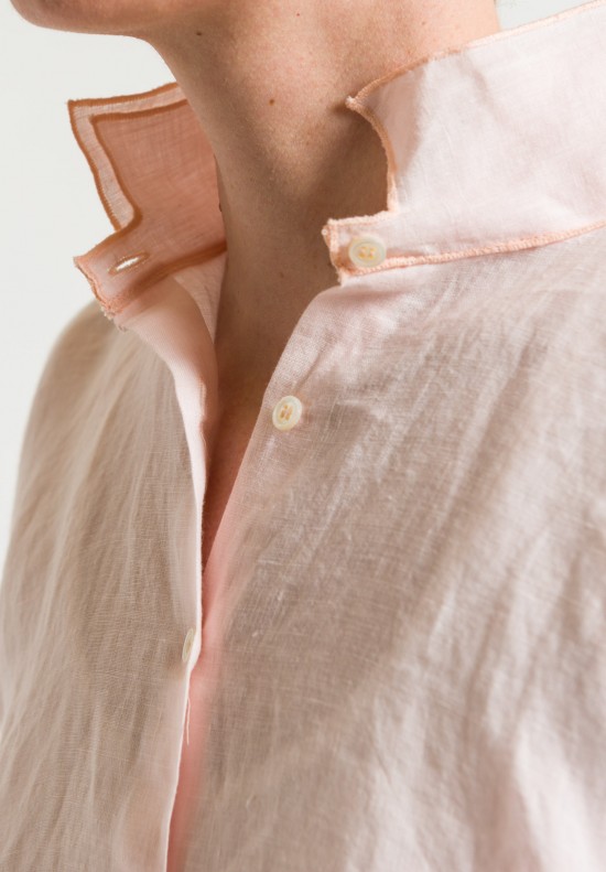 Shi Cashmere Double Collar Shirt in Pink