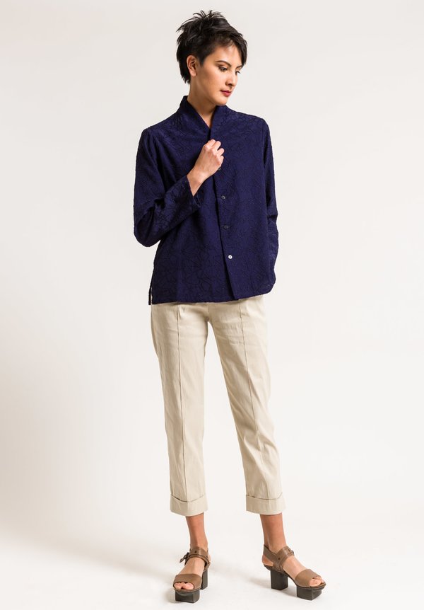 Nuno Patchwork Embroidery Shirt in Navy