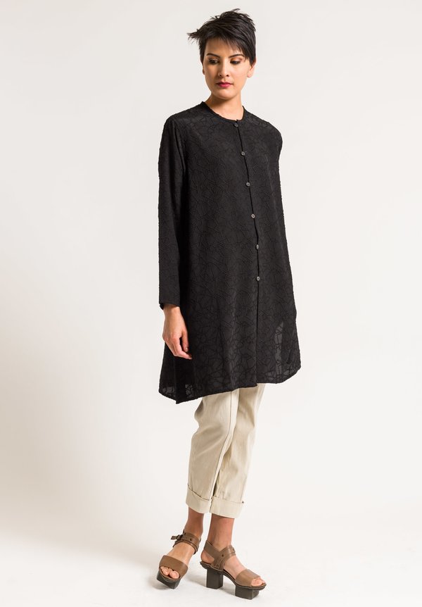 Nuno Patchwork Embroidery Tunic in Black